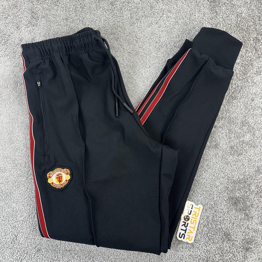 Manchester United Track Pants Mens Medium Black Red Soccer Adidas MUFC Icon TP